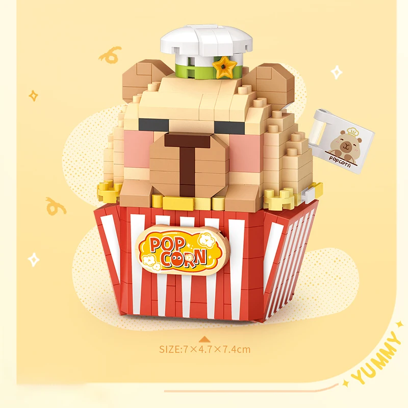 LOZ Food Series Bausteine-Set, Eimer-Popcorn-Modell, Montagespielzeug, Heimdekoration, kreative Verzierung, Kindergeburtstagsgeschenk