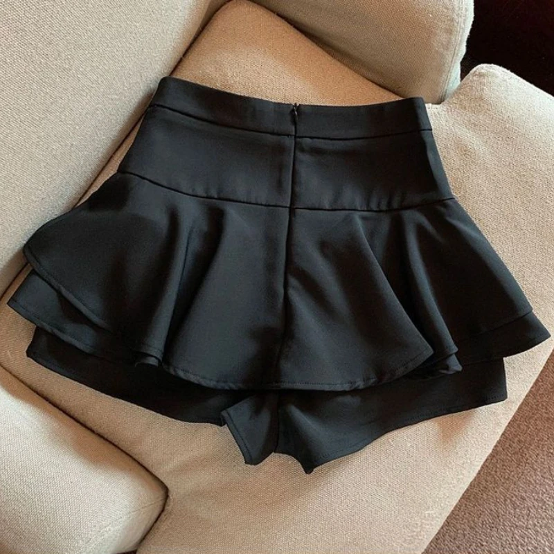 Ruffles Kawaii Skirts Women Mini Sexy Solid Vintage Hot High Waist Aesthetic Summer Faldas Casual Girlish Clothing Temper Daily