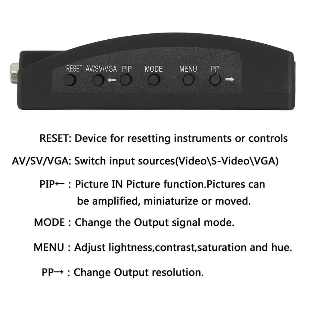 Imagem -05 - Conversor de Vídeo Bnc para Vga Entrada de Vídeo av para Vga Cvbs s para pc Adaptador de Saída Vga Caixa de Interruptor para pc Câmera Mactv Dvd Dvr