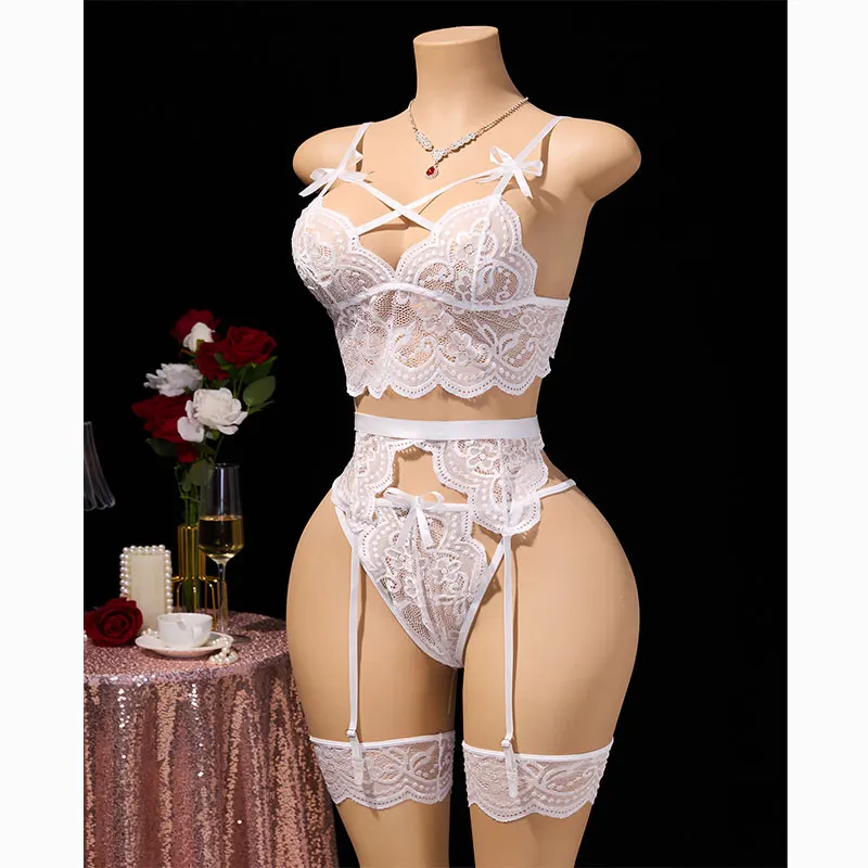 Multi-color Lace Traceless Bra Sets A Full Set Of Ultra-Thin Sheer Erotic Lingerie Garter Belt Sexy Outfit Hot Women's Underwear