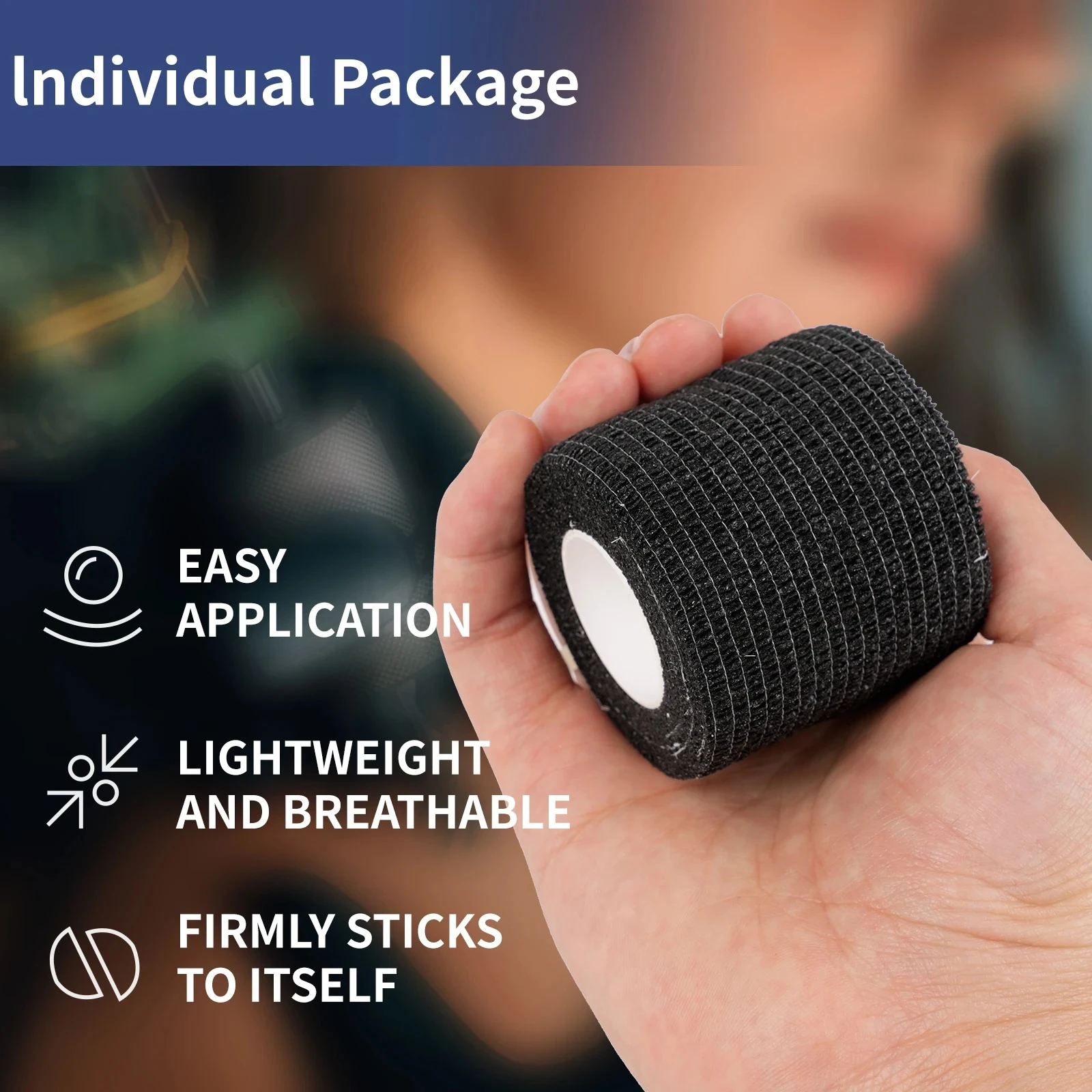 2/4/6PCS Tattoo Grip Cover Wrap Benda nera usa e getta per accessori per tubi a nastro per macchine per bende con impugnatura per tatuaggi