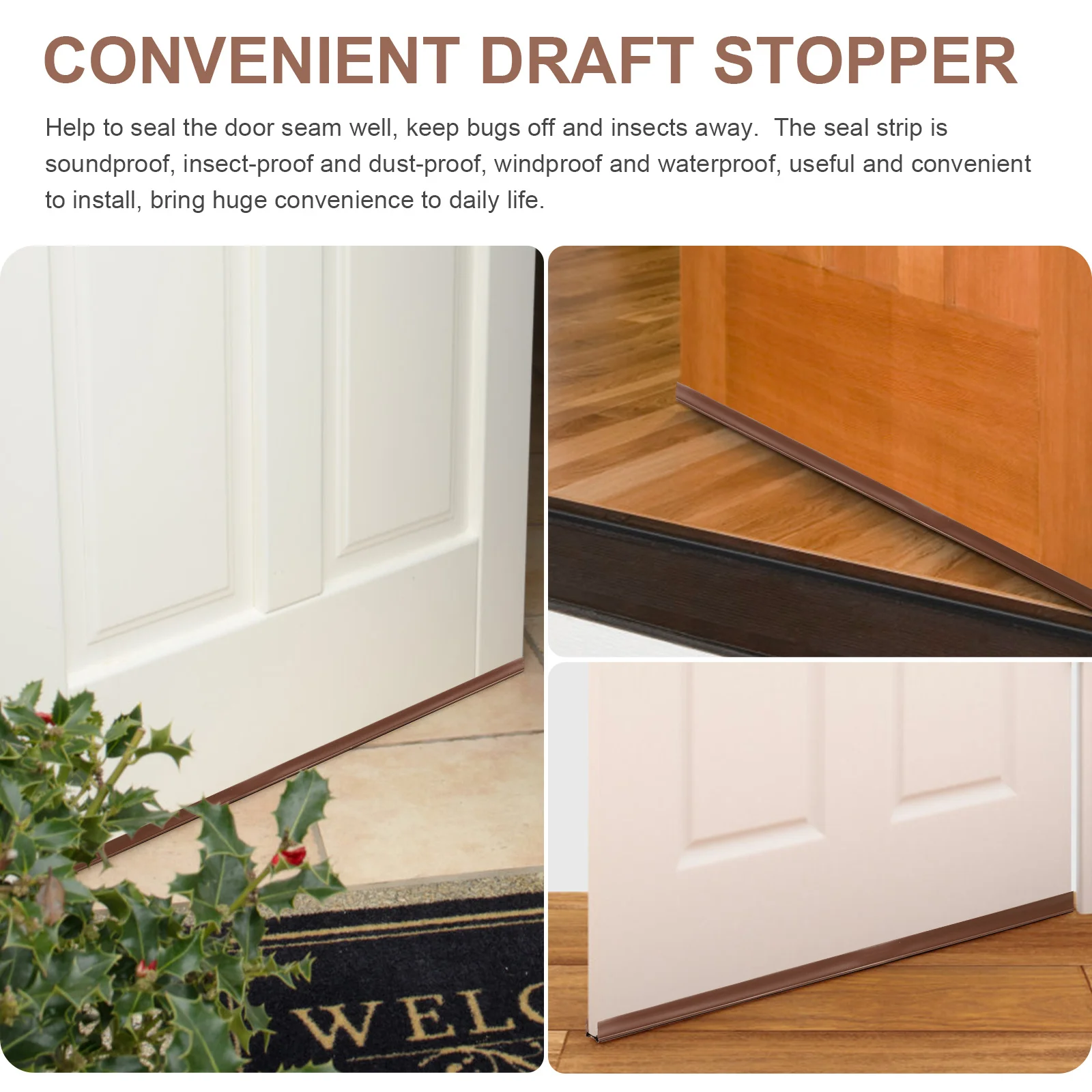 Convenient Draft Stopper Windproof Strip Door Bottom Noise Blocker Creative Seal Draft Stopper Home Soundproofing Strip