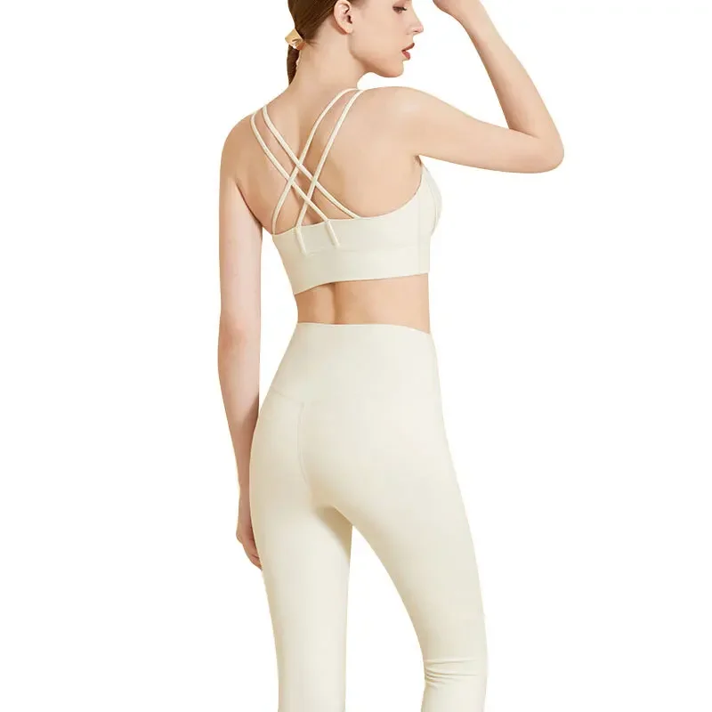 Ensemble de yoga sans couture pour femme, vêtements de fitness, olympiques de gym, soutien-gorge de sport, haut court, leggings d'entraînement, sport féminin, 2 pièces