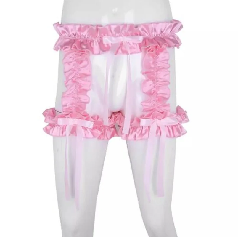 

Popular Sissy Sexy Maid Frilly Satin fetish Customizable Cute Bow Lace Pleated Open Crotch Customizable Multi Color