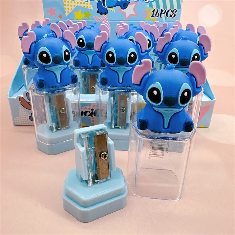 2024 New Disney Anime Cartoon Cute Stitch Pattern Pencil Sharpener Children and Students School Stationery Supplies Kids Gifts