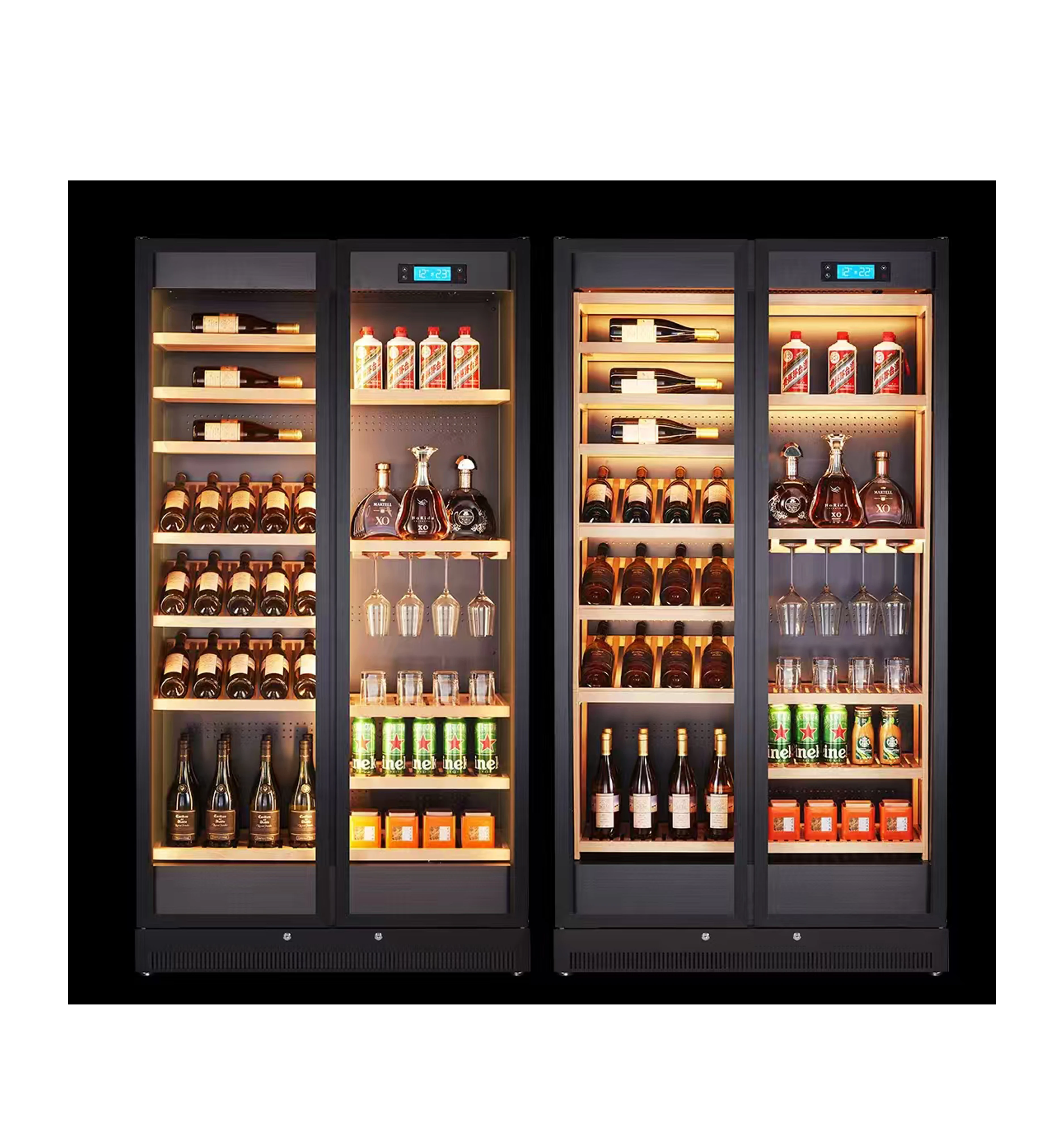 Double Door Display Fridge Freezer Red Wine Cooler Air Cooling Systems Glass Display Cabinet for Smart Locker