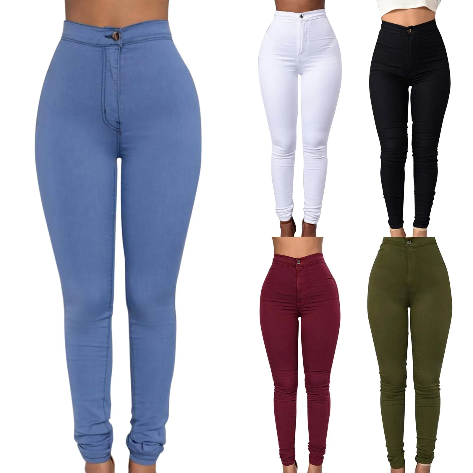 

Women'S High Waisted Jeans Stretch Cotton Butt Lift Stylish Leggings Pants Pencil Pants Women Workout Sports Basic