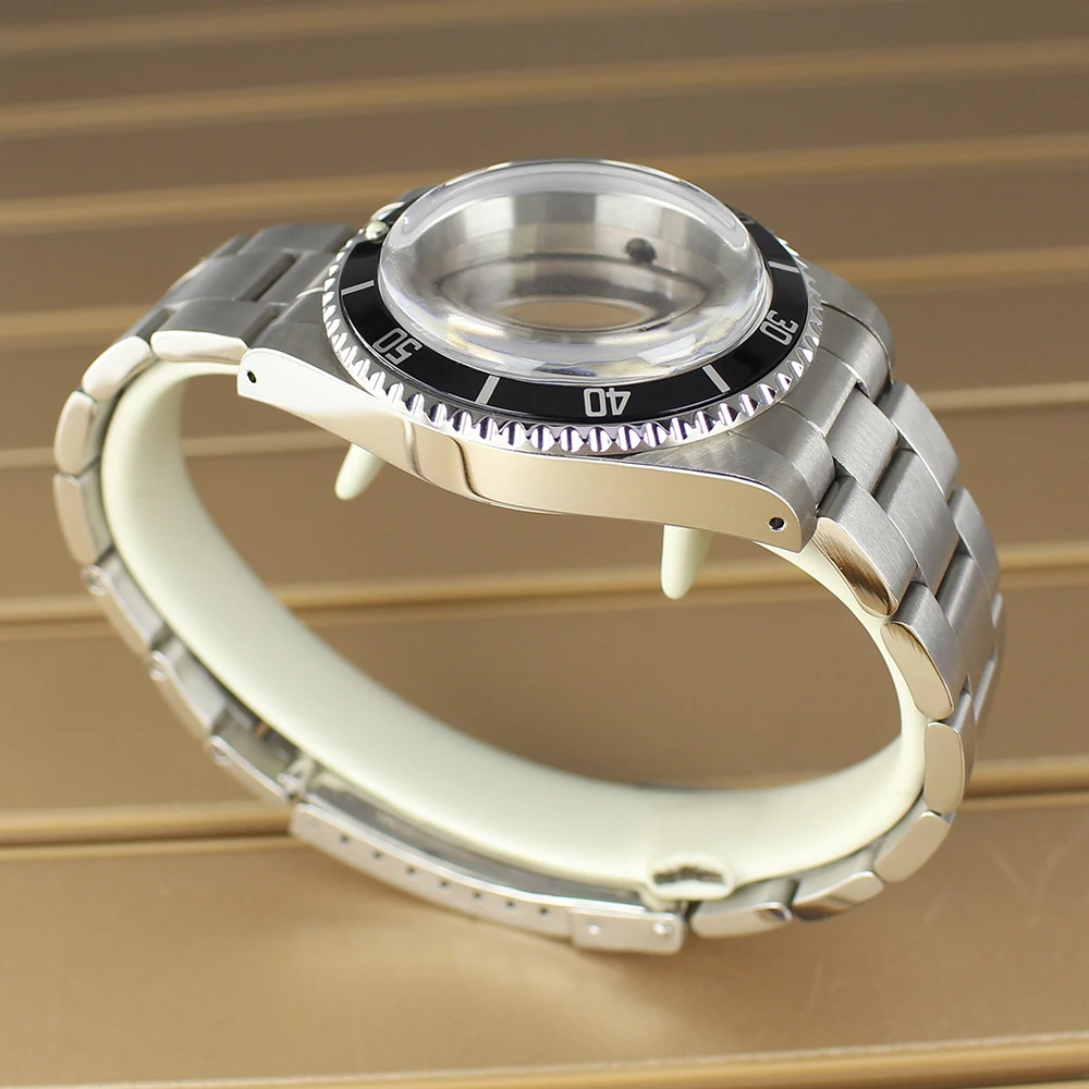 Prata 38mm caso vintage para nh35 nh36 nh34 nh70 movimento relógio caso cinta peças de reparo cúpula vidro acrílico moldura unidirecional