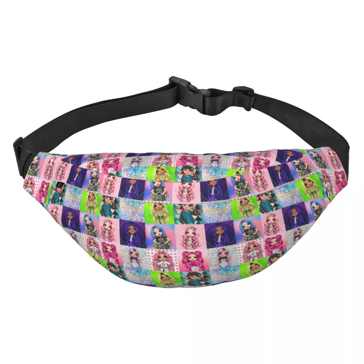 

Casual Rainbow High Wave Fanny Pack for Running Men Women Anime Cartoon Tv Sling Crossbody Waist Bag Phone Money Pouch