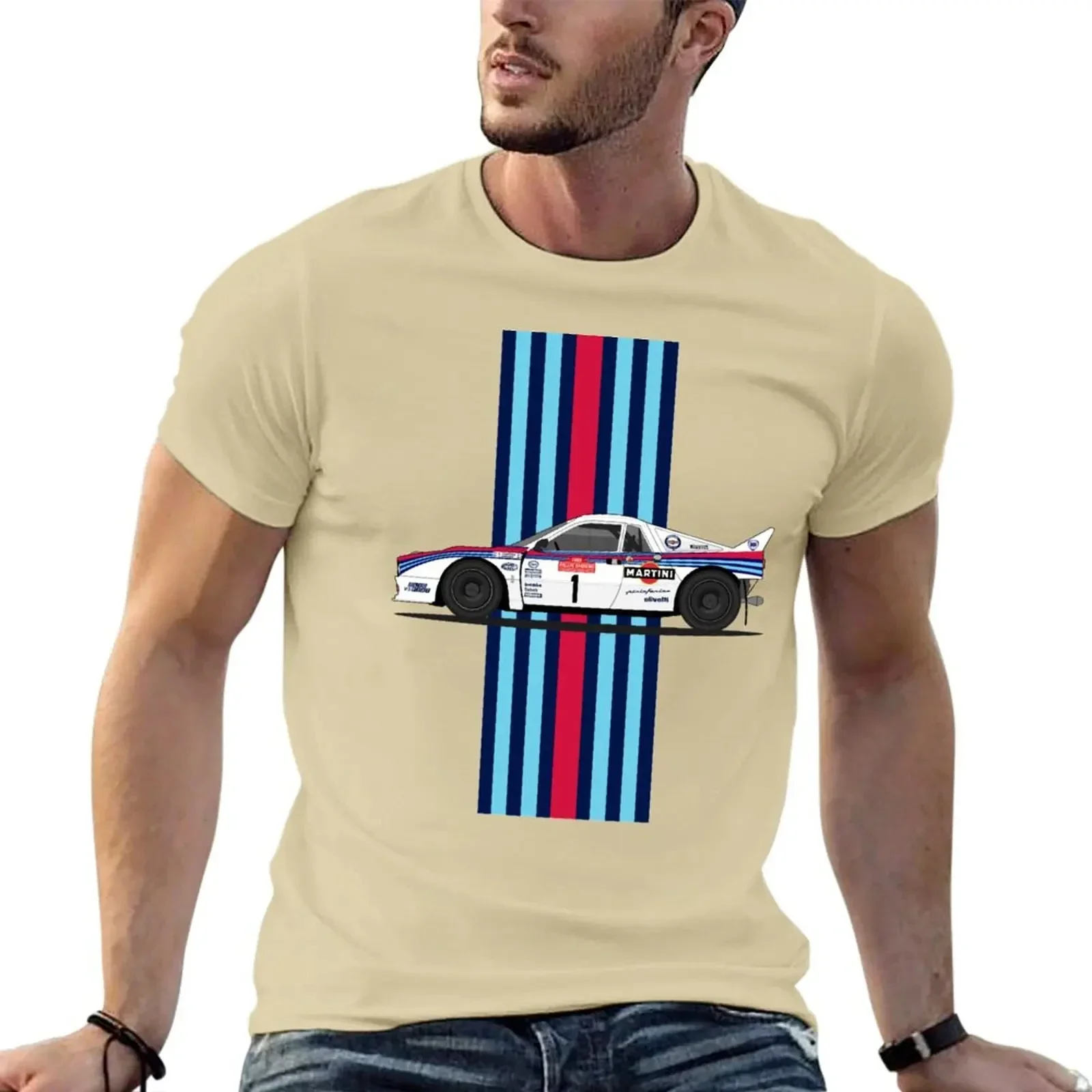 2024 Summer Men\'s New 3D Lancia 037 Henri Toivonen 1985 Printed Round Neck Short Sleeve T-shirt Street Style Breathable Tees