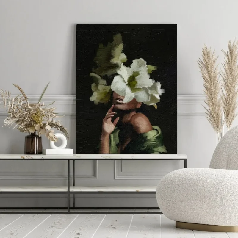 Classic Abstract Wall Art Beautiful Black Sexy Women Head Flower HD Canvas Print Poster Home Living Room Bedroom Decoration