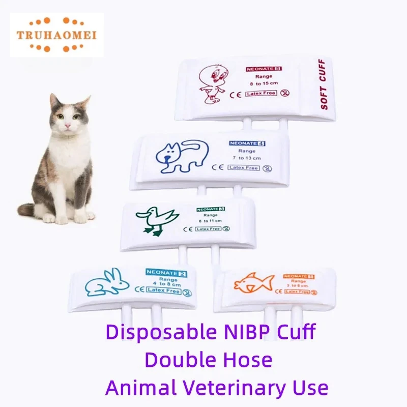 Veterinary Disposable Blood Pressure Cuff NIBP Cuffs Double Tube Two Hose For Animal NIBP Diagnostic Monitor 5 Sizes Available