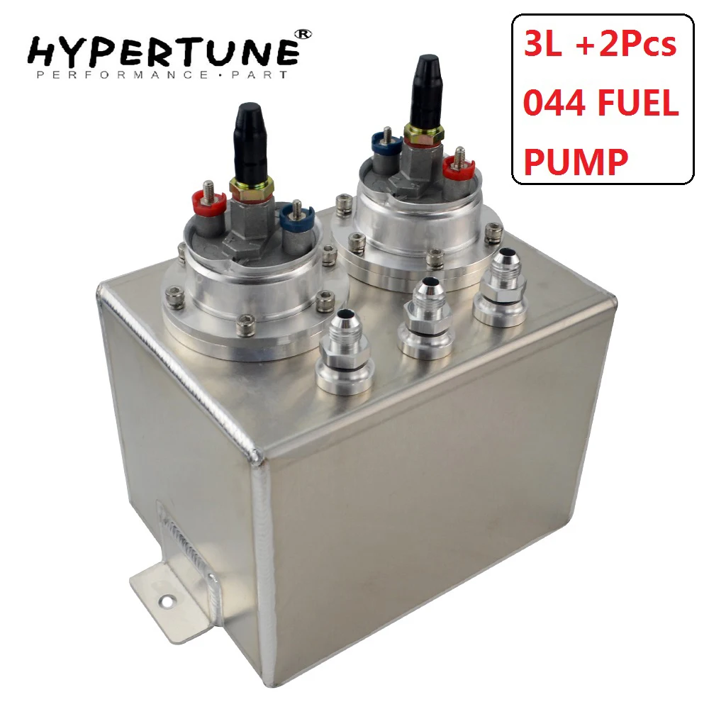 Hypertune - 3L Dual BILLET ALUMINUM FUEL SURGE TANK / SURGE TANK With 2pc 044 FUEL PUMP SILVER OR BLACK HT-TK84044