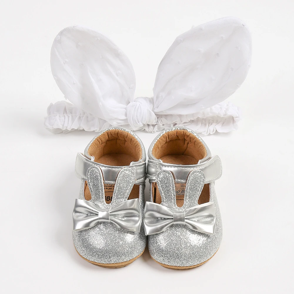 Chaussures de Princesse en Forme de Lapin pour Bébé Fille, avec Bandeau, Souple, Astronomique, Antidérapante, pour Marche