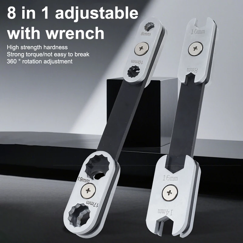 المهنية 360 °   مفتاح ربط الدوران: 8، 10، 12، 16، 19 مم متري، تصميم 8 في 1 لإصلاح المنزل والسيارات بكفاءة
