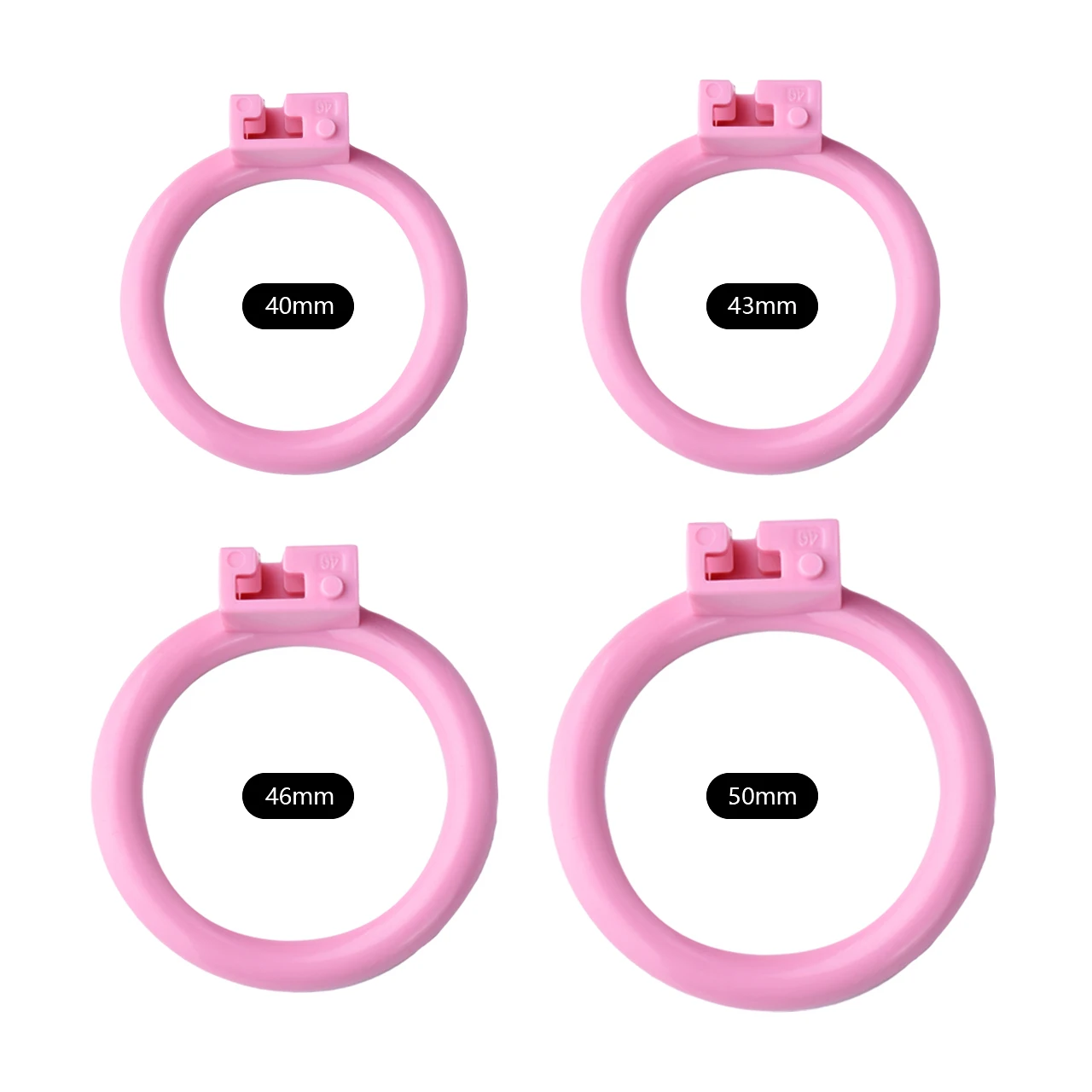 FRKO-jaula de castidad para hombre y mujer, dispositivo de resina ABS rosa con 4 anillos para el pene, Juguetes sexuales BDSM, 18 +