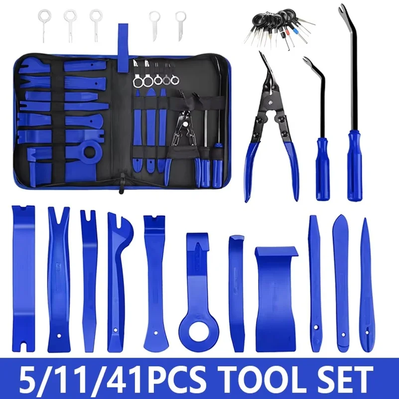 Automobile Sound Disassembly Kit Tool Set Crowbar Screwdriver Auto Car Instrument Board Removal Tool Kit 5/11/41PCS