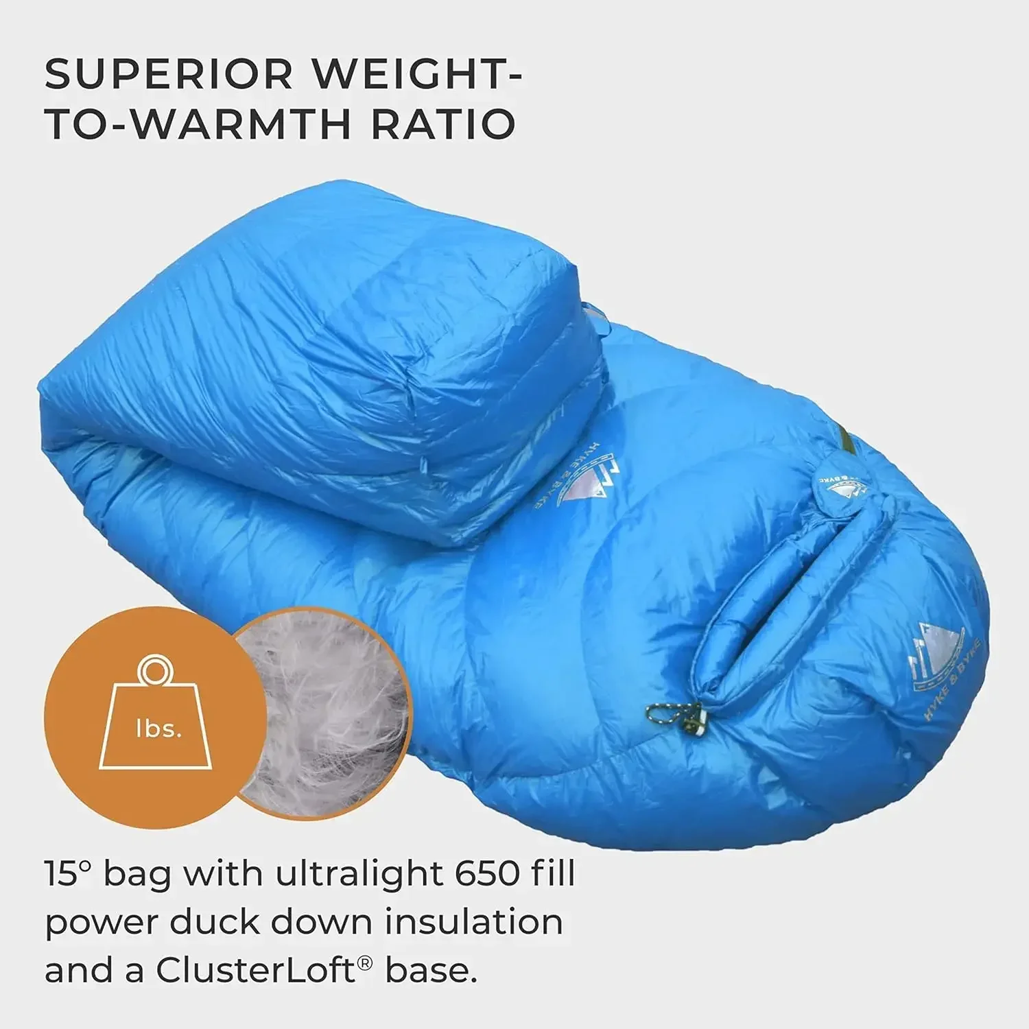 Hyke & Byke Quandary 15°F Cold Weather Mummy Hiking & Backpacking Sleeping Bag - Duck Down 650 FP 3