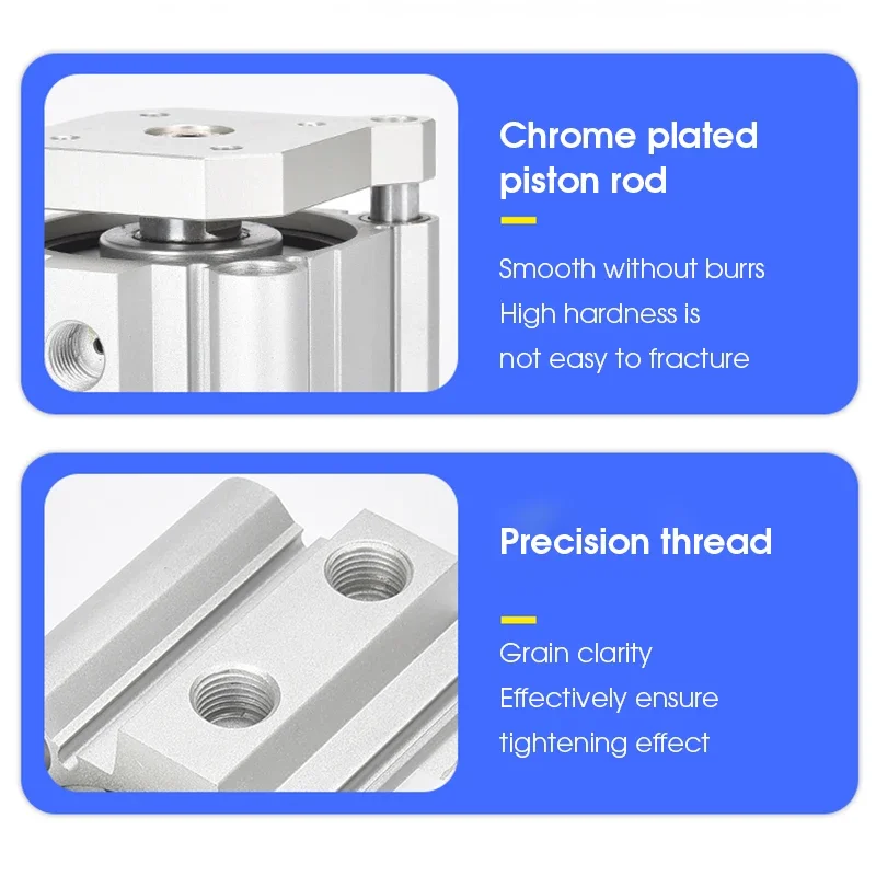 CQMB SMC tipo CQMB20/25/32 sin carrera magnética 5-100mm cilindro de aire fino varilla guía de doble efecto cilindro neumático compacto