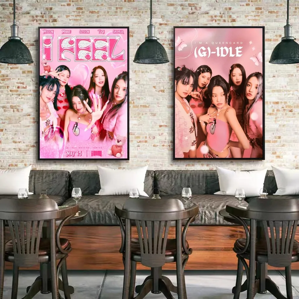 Kpop G-Gidle Anime Posters Sticky Fancy Wall Sticker For Living Room Bar Decoration Room Wall Decor