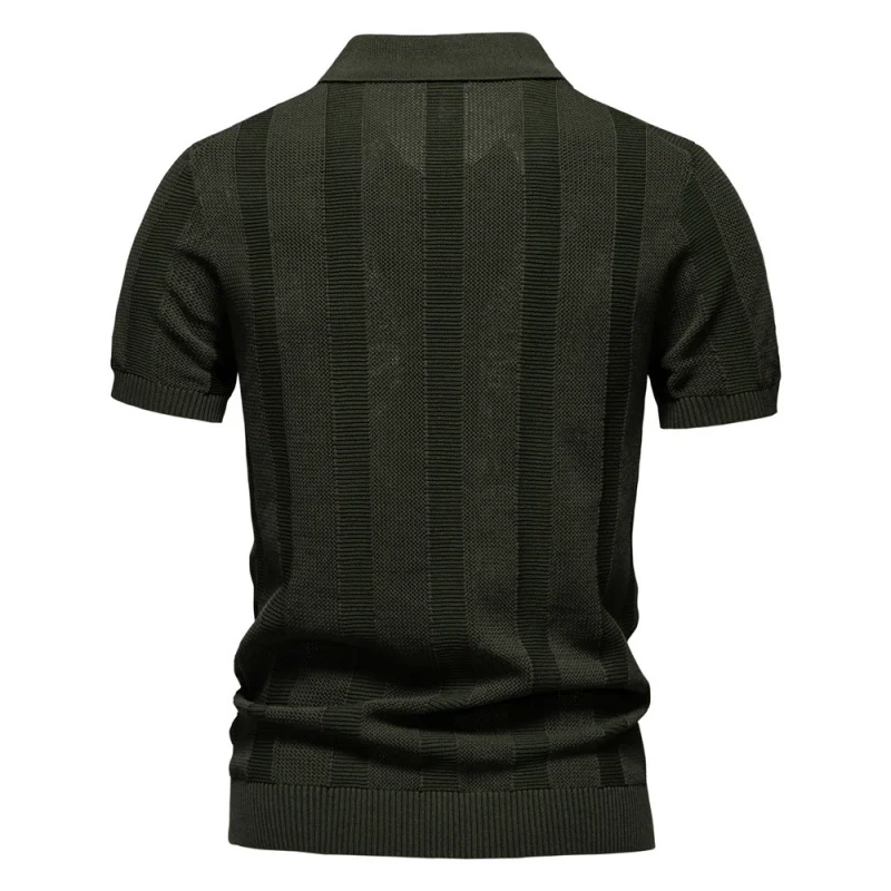 

2025Summer New Men's StylePOLOStriped Hollow Out Short Sleeve SweaterpoloMen's Shirt