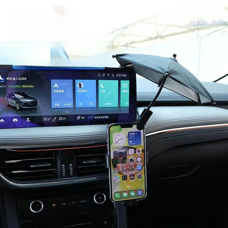 

Car-Mounted Sunshade Phone Holder Waterproof Phone Clip Umbrella Mobile Device Sunshade Tool Portable Compact Rain Umbrella