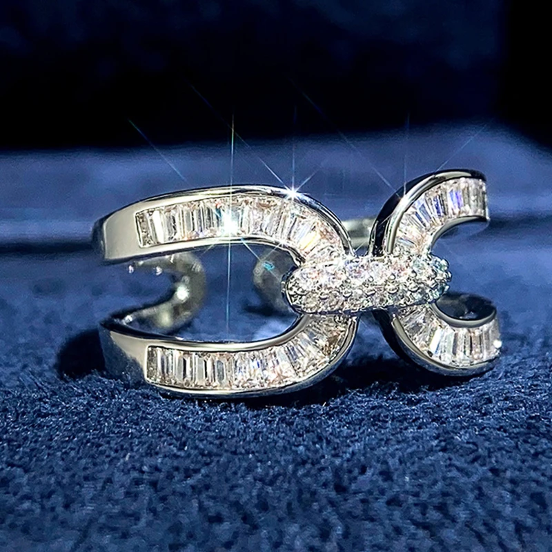 Huitan Mode Kreuz Fingerring für Frauen Kristall Zirkonia verstellbare Öffnungs ringe Silber Farbe heißen Schmuck Drops hipping