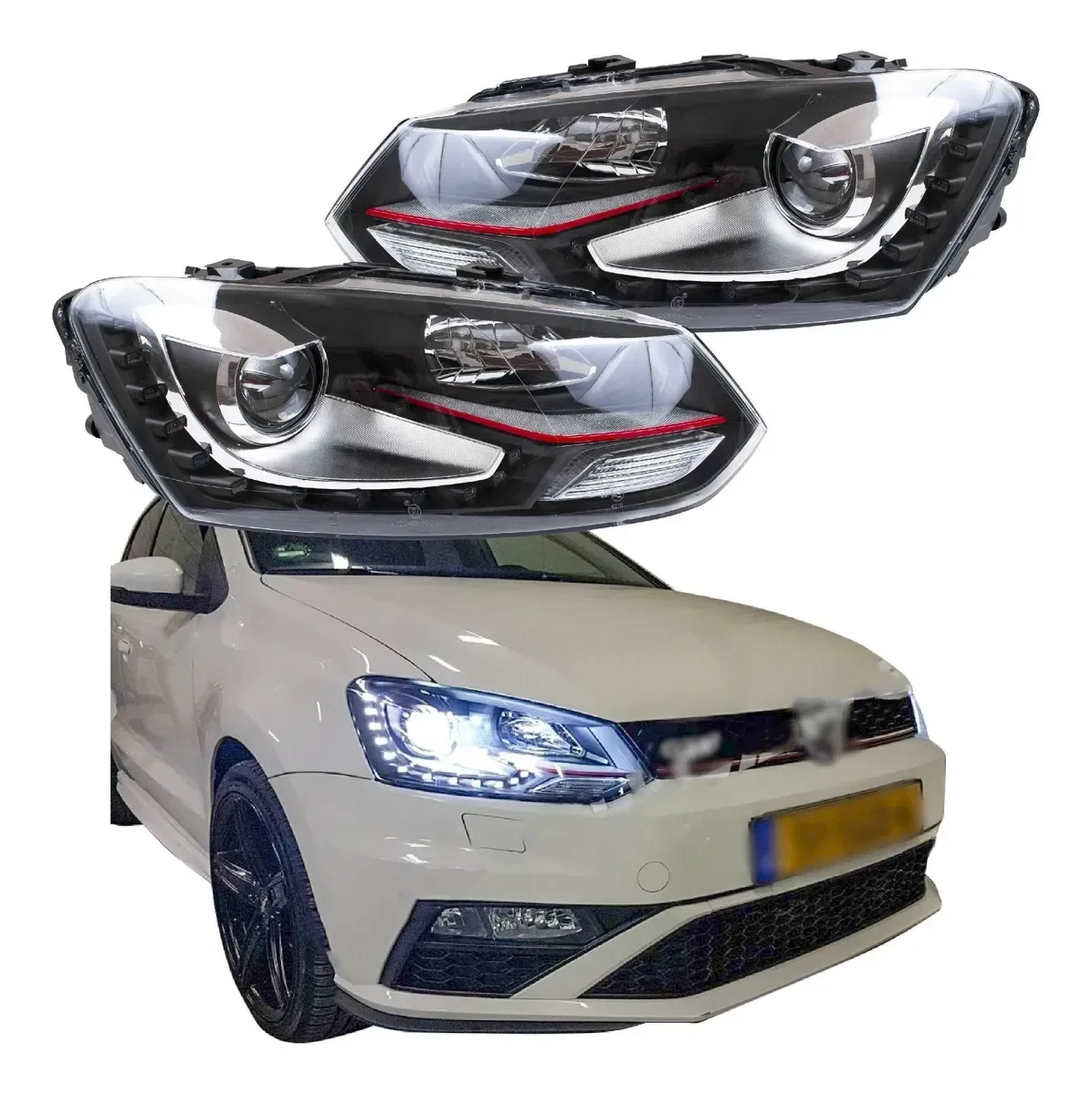 

AIROW Red Line Polo Mk5 Vento Cross Polo LED Head Lamp 2010-14 Year for VOLKSWAGEN