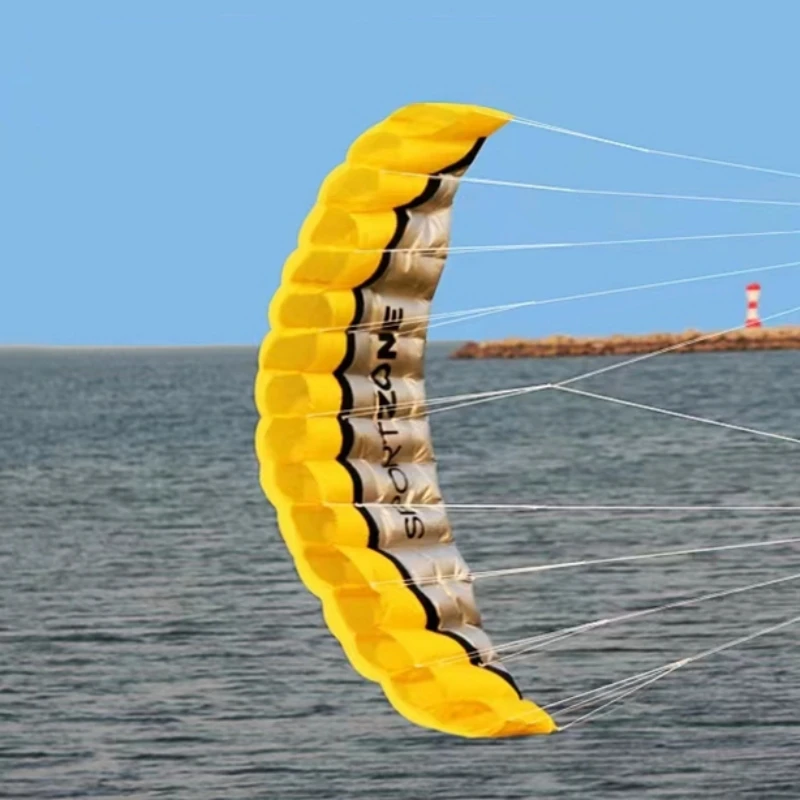 Gratis Verzending 2.5M Grote Dual Line Stunt Sport Zachte Vlieger Met Control Bar Kitesurfen Buiten Speelgoed Vliegen Professionele Vliegers Plezier