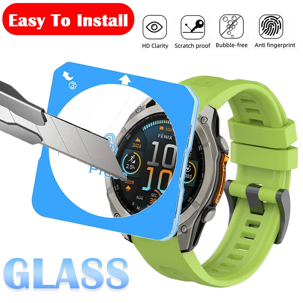 for Garmin Fenix 8 43mm 47mm 51mm Screen Protector 1-2PCS Easy Installation Tempered Glass with Positioning Film Kit for Fenix8