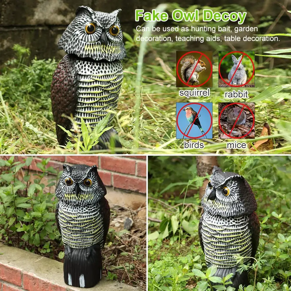 Realistic Fake Owl Decoy With Rotating Head For Garden Yard Outdoor Bird Deterrent Owl Sculpture Birds Repellent Pest Control view 6