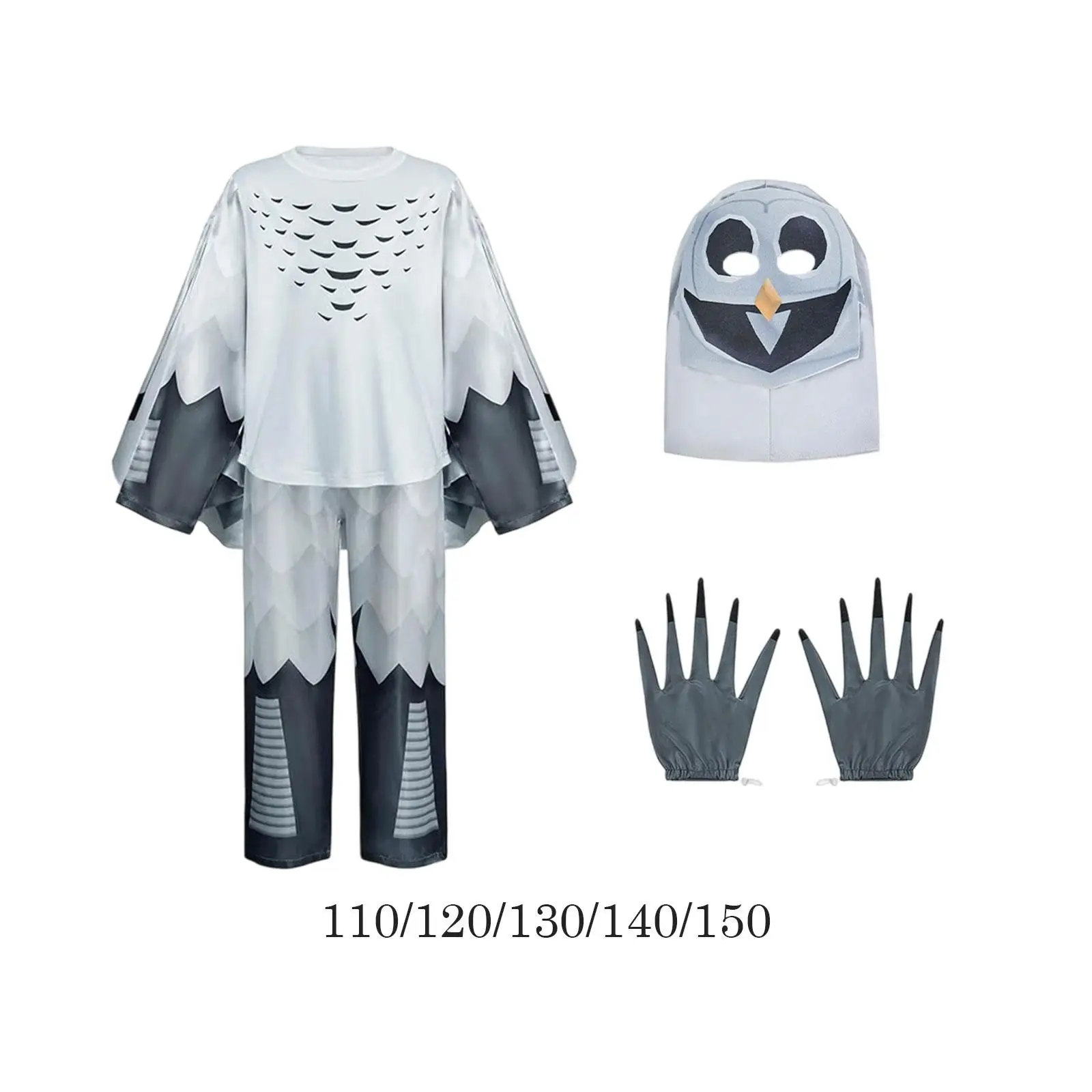 Ensemble de costumes de hibou pour enfants, haut, pantalon, gants à capuche, pour fête de carnaval, jeu de rôle de vacances