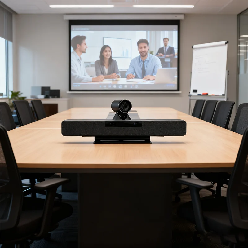

4K Ultra HD Dual Lens PTZ Camera With Built-in Mic & Speaker | Smart AI Auto Framing Video Bar