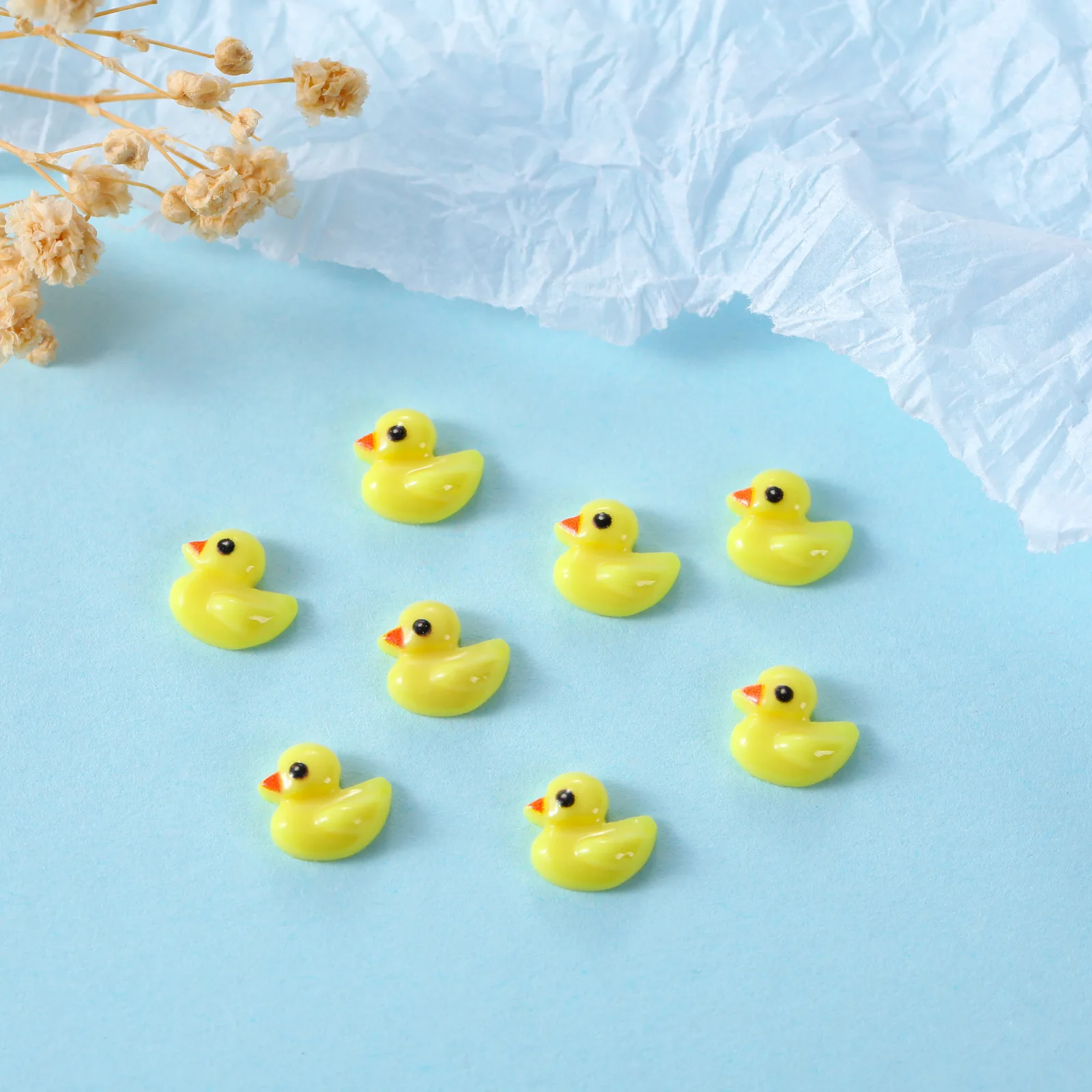 20pcs Cute Cartoon Mini Egg Resin Accessories for DIY Nail Art Decoration with Little Yellow Duck Design