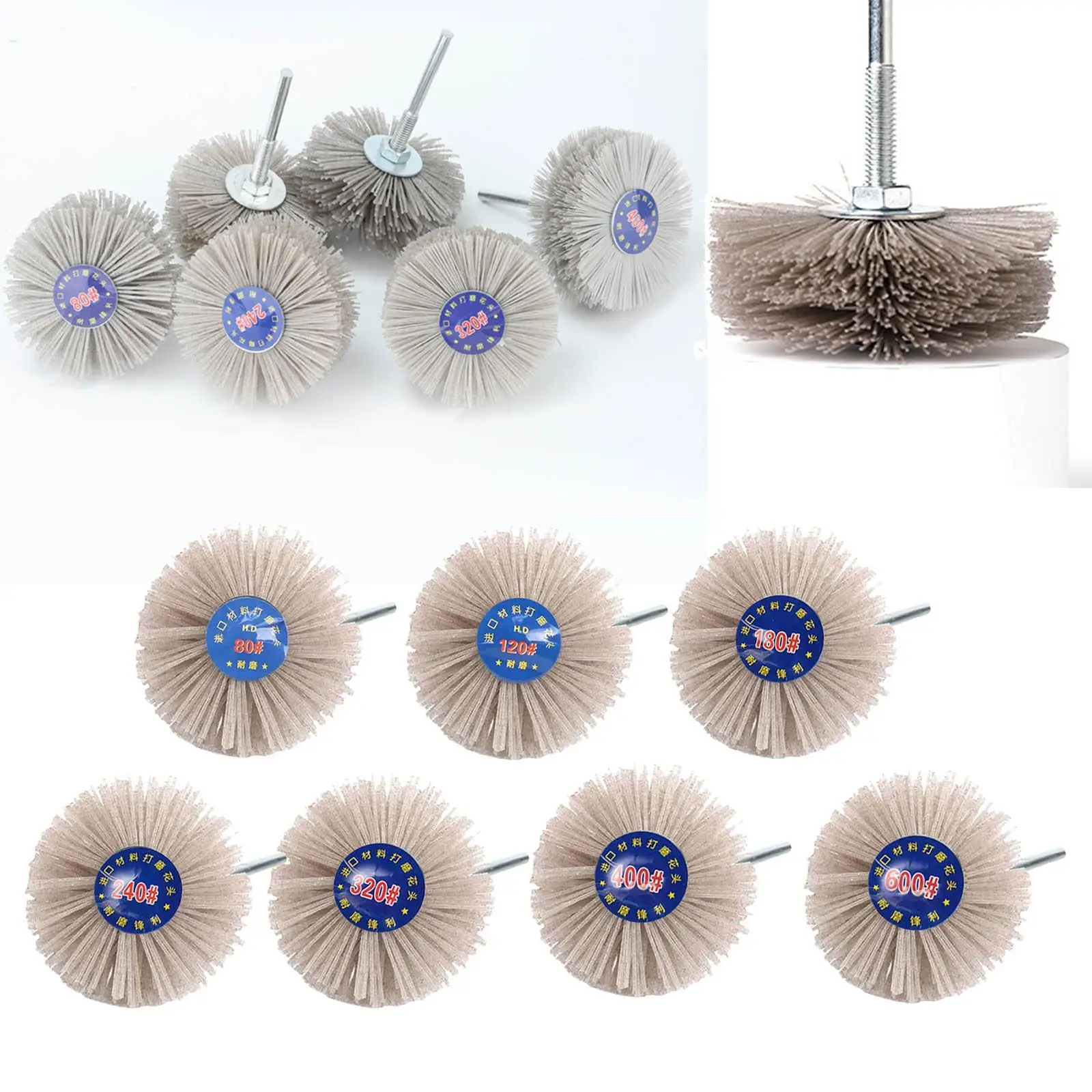 Nylon Grinder Brush Abrasive Wheel Polish Head Threaded Mount 80mm for Removing Rust and Painting