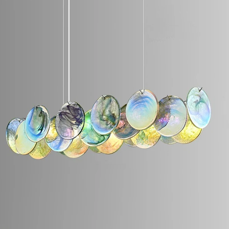 Murano glazen ringkroonluchter Roze groene ronde lamp voor woonkamer Eetkamer Slaapkamer Licht Kleurrijke Franse romantische prinsenlamp