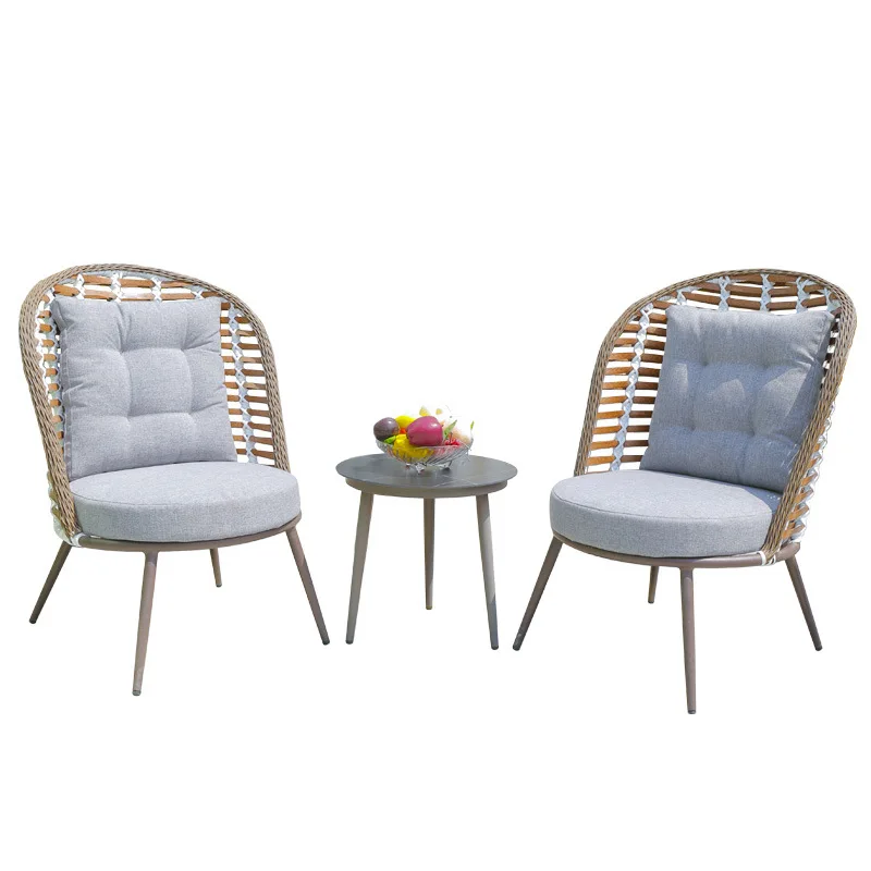 

Outdoor sofa rattan courtyard rattan chair balcony furniture Nordic light luxury chair aluminum alloy combination table