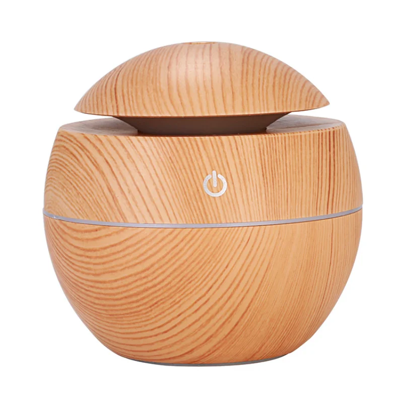 130ML Umidificatore Ad Ultrasuoni USB Diffusore di Aroma Grano di Legno LED Luce Notturna Elettrico Diffusore di Olio Essenziale Aromaterapia Casa