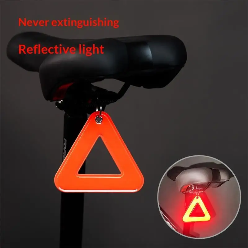 1Pc Reflective Signs Triangle Signs Safety Warning For Bicycle Hanging Tag W Steel Ring Bike Night Visible Riding Safety