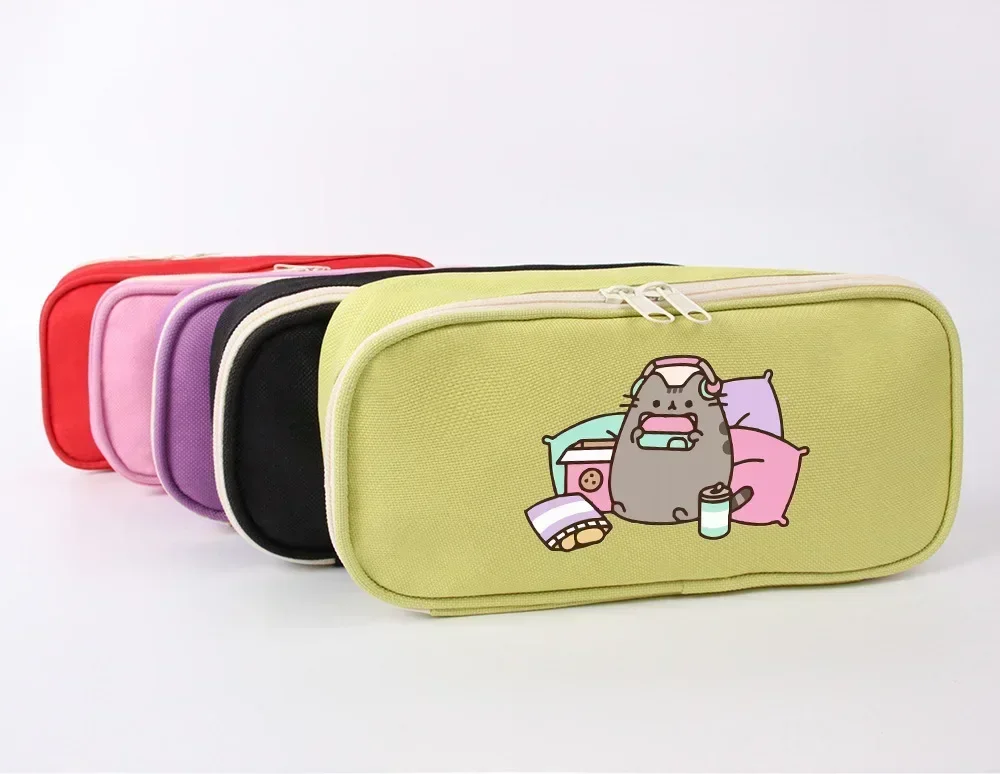 Pusheens Pencil Case Large Portable Cartoon Creative zipper Canvas Pouch Student School Supplies Stationery Storage Bag kid gift