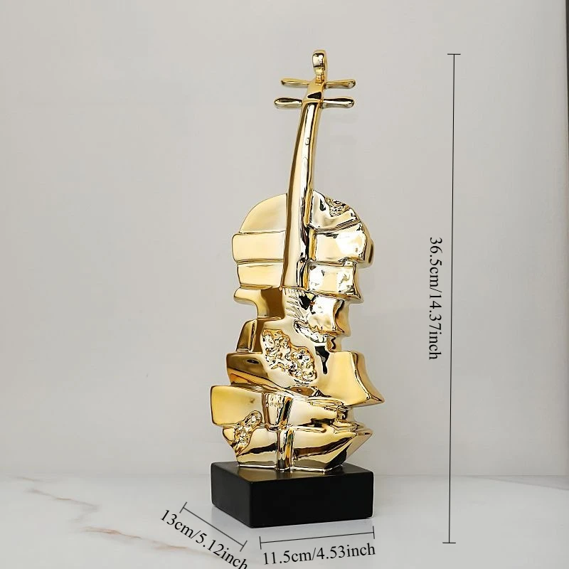 Violin Sculpture, Elegant Resin Violin Statue for Home Decor, Luxury Office Desk Ornaments Creative Musical Art for Home Display - view 5