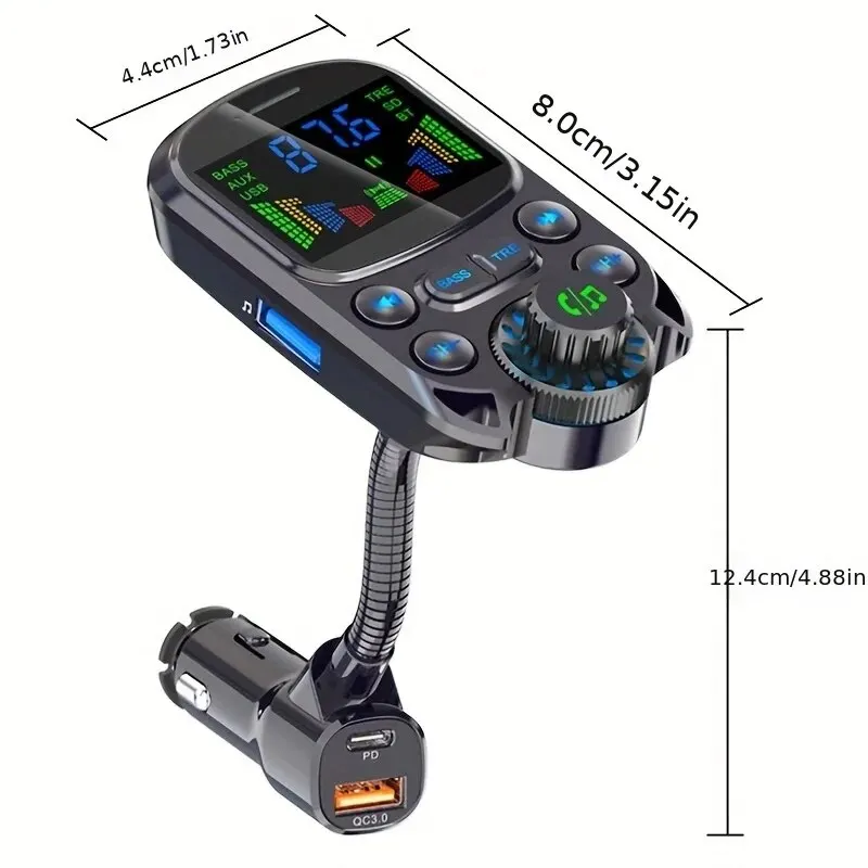 Trasmettitore FM per auto Kit vivavoce Wireless per auto Bass ricevitore Audio AUX da 3.5mm QC3.0 PD 30W lettore Mp3 a ricarica rapida