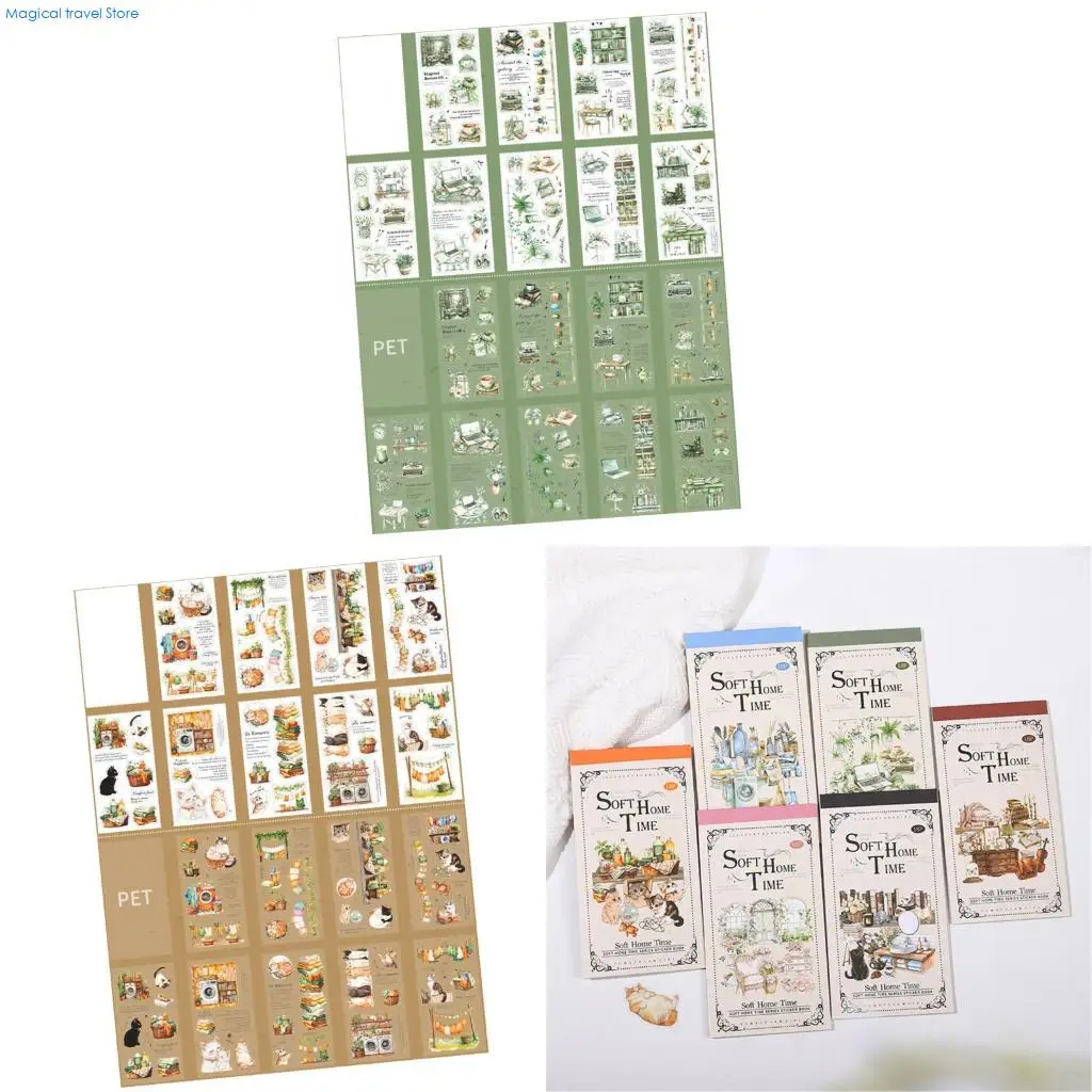 N2UB Aesthetic Paper Sticker Water Resistant PET Sticker for Journal Water Bottle
