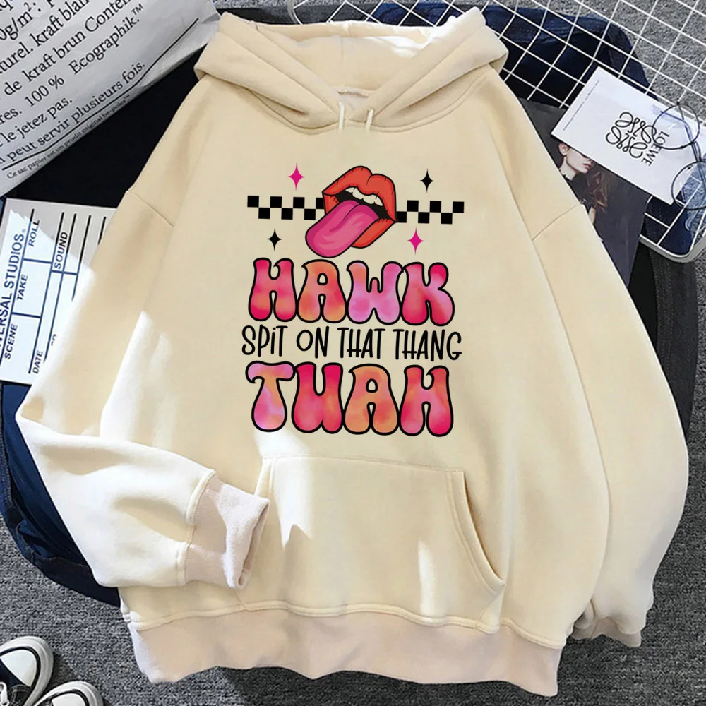 Hawk Tuah hoodie funny comfortable soft fabric Japanese elegant casual wear female tracksuits patterned Y2K designer Japanese