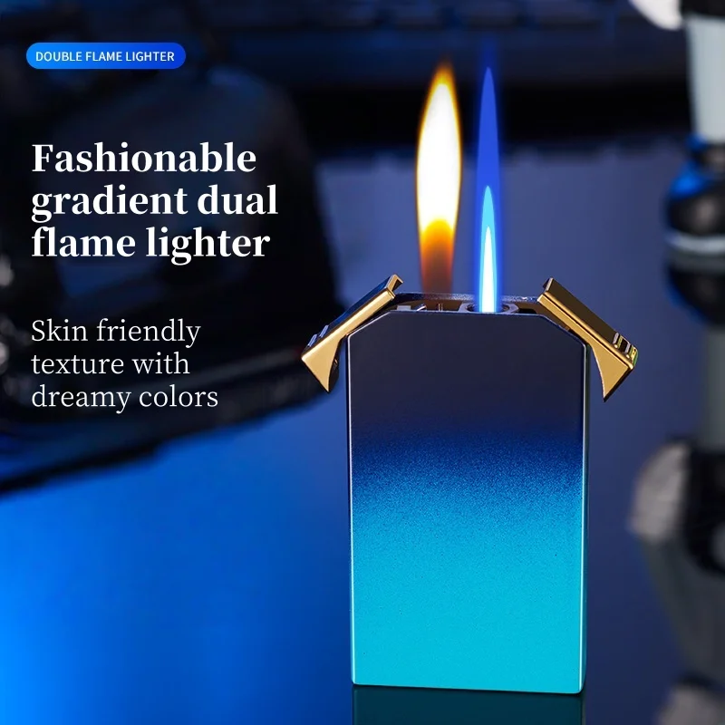 

Portable Lighter Gradient Inflatable Dual Fire Lighter Direct Charging Windproof Flame Dual Fire Conversion Lighter, Men's Gift