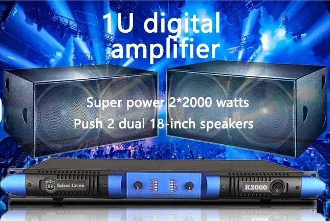 2Channel - Amplifier 2000W*2 1U Amps Max 3500W Professional - Amp For Line array / DJ Subwoofer Amplifier