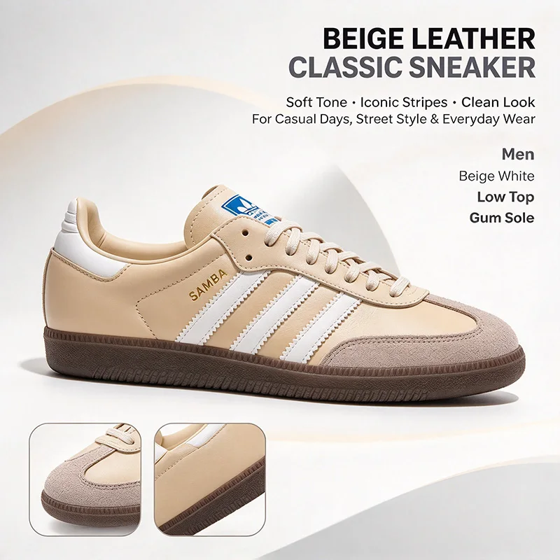 Hot Adidas JR0914 Lace Up Leather Suede Sneakers Flat Sole Non Slip Retro Daily Casual Walking Shoes