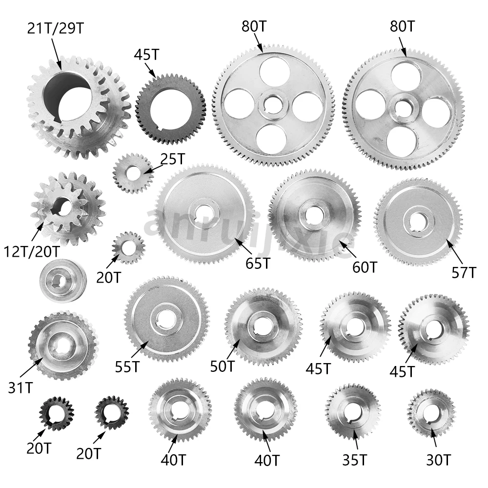 22 peças conjunto de engrenagens de metal métricas e imperiais para sieg c2 & c3 & jet BD-6 & BD-7 & cx704 & grizzly g8688 & compacto 9 mini peça de reposição de torno