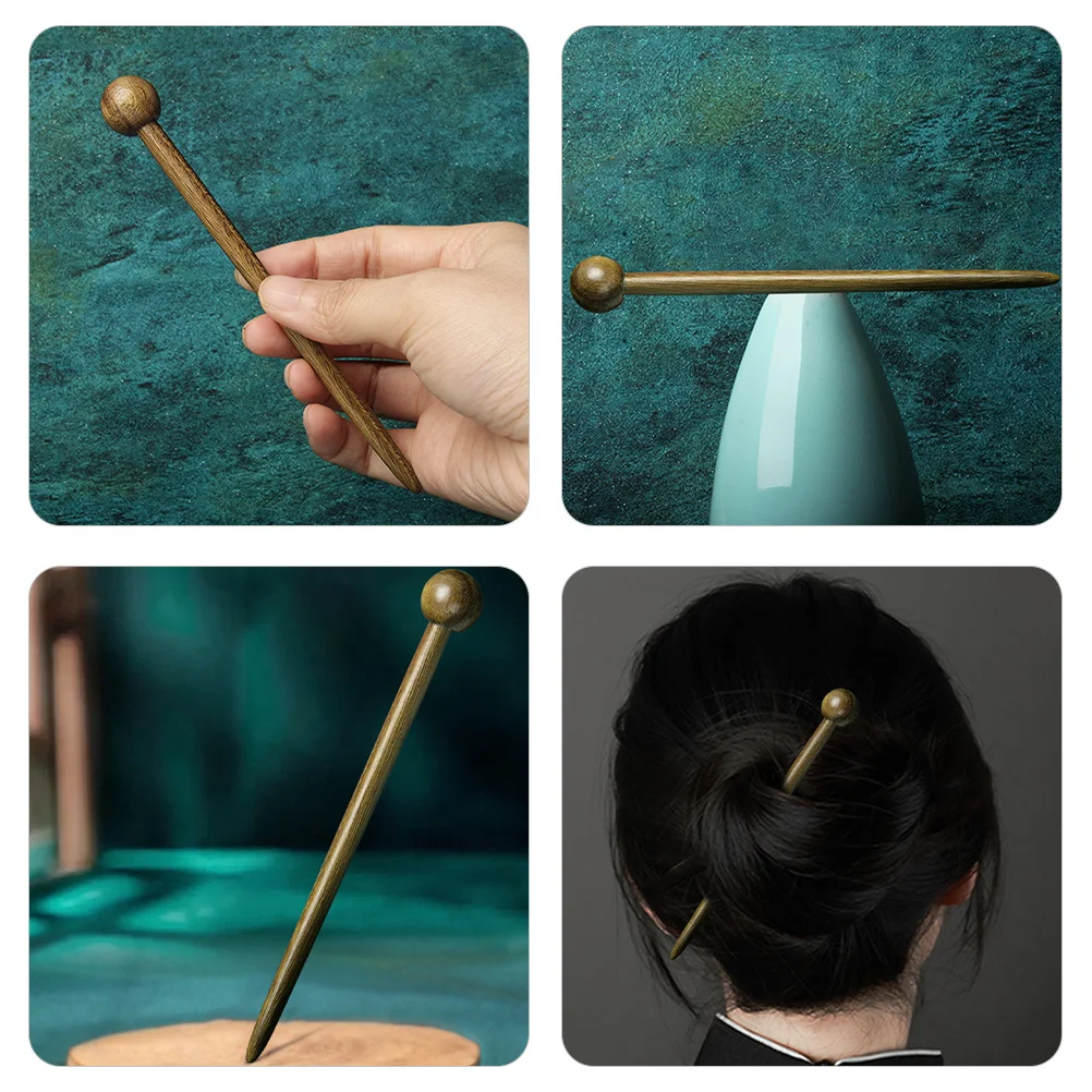 

Elegant Green Sandalwood Hair Stick Chinese Wooden Pin Stylish Bun Accessories for Women Daily Work Shopping Gift