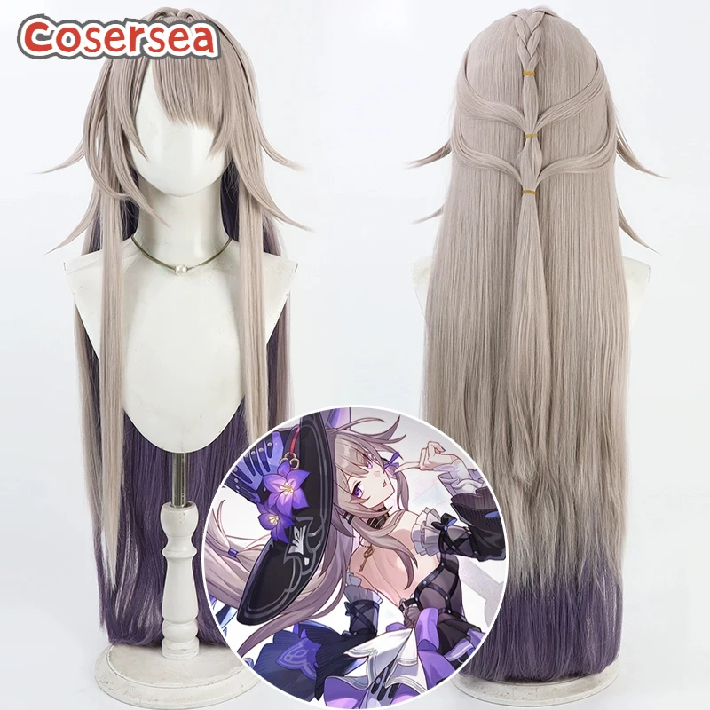 

Cosersea Herta Cosplay Wigs Game Honkai: Star Rail Herta 100cm Long Pink Brown Mixed Purple Wig Synthetic Hair Heat Resistant